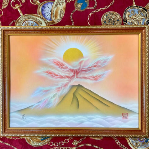 雲海金富士鳳凰 風水開運 開運絵画 絵画 彩雲 鳳凰 スピリチュアル絵画インテリア風水玄関絵風水 幸運を呼ぶ 絵画幸運 を 呼ぶ 絵画 玄関